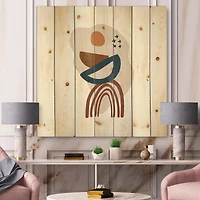 Designart - Elementary Shapes In Terracotta Tones I - Modern Print on Natural Pine Wood