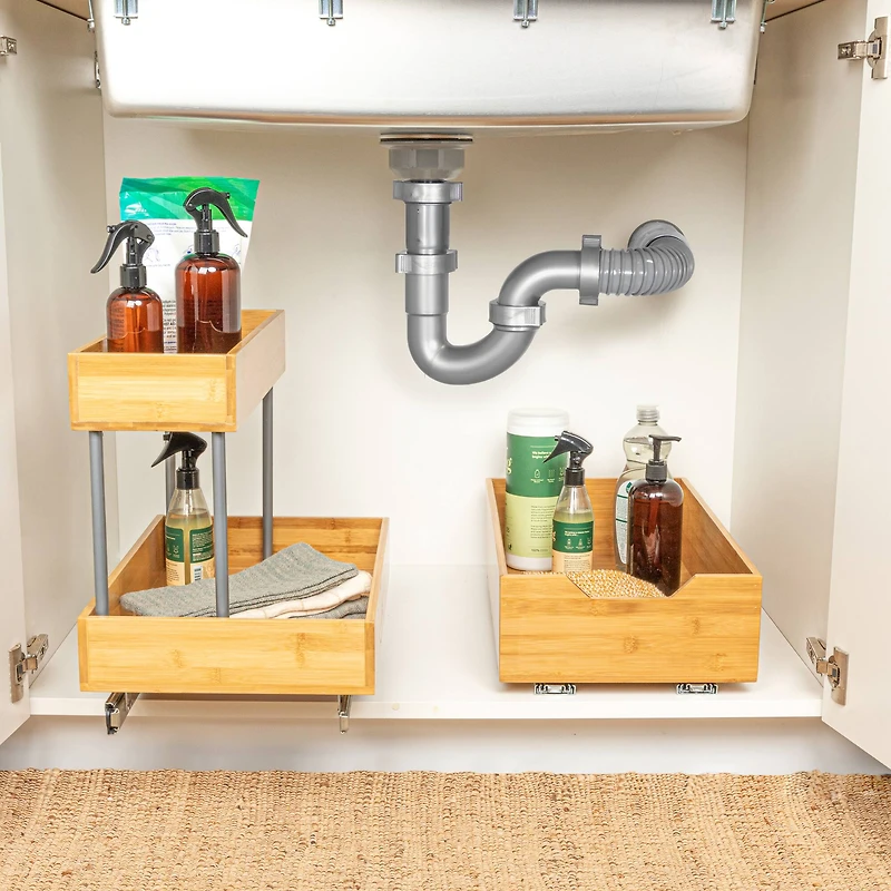 Household Essentials Glidez Bamboo & Steel Slide-Out Storage Organizer