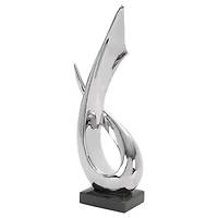 17" Silver Ceramic Abstract Loop Sculpture