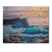 Designart - Blue Waves Breaking At The Beach III