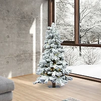 5ft. Pre-Lit Flocked Spruce Artificial Christmas Tree, Warm White Dura-Lit® LED Lights