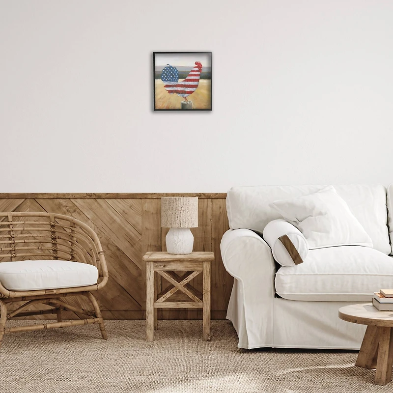 Stupell Industries American Flag Rooster Framed Giclee Art
