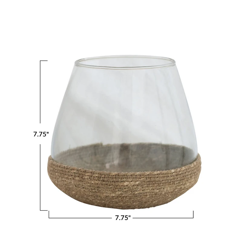Hello Honey® Clear & Natural Glass Vase Or Tealight Holder With Woven Base