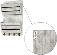 NEX™ 16" Olive Green Wood Wall-Mounted Mail & Key Holder Organizer with 4 Key Hooks