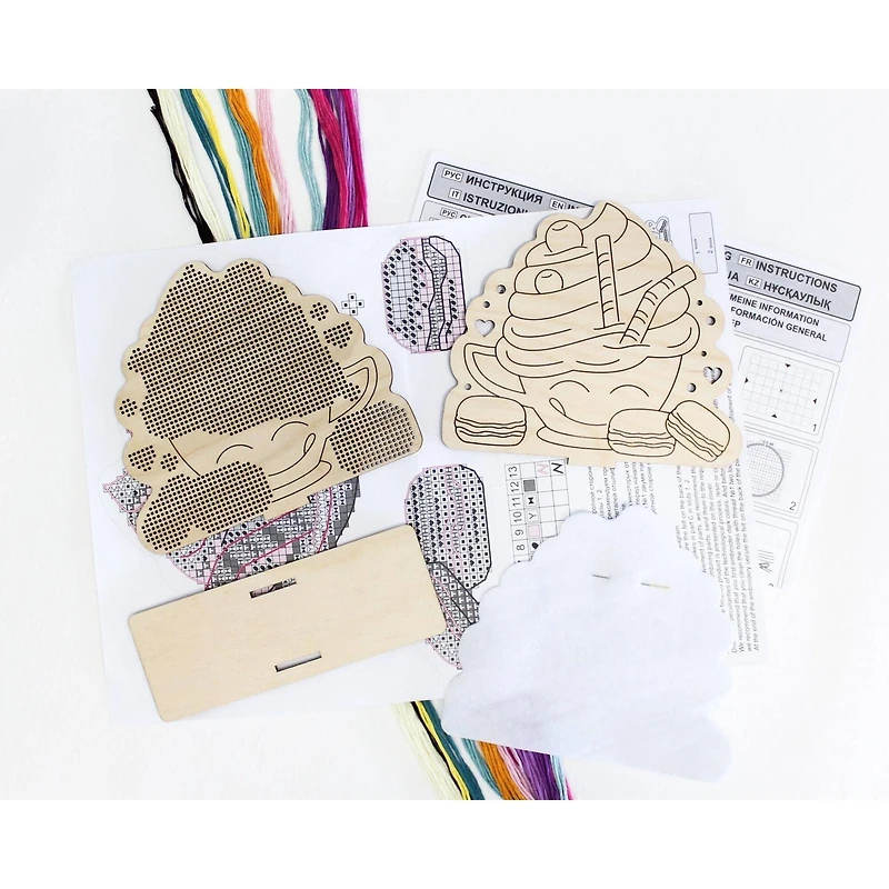 MP Studia Napkin Holder Cake Cross Stitch on Wood Kit