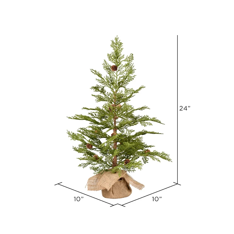 24" Unlit Cedar Pine Artificial Christmas Tree in Burlap Base