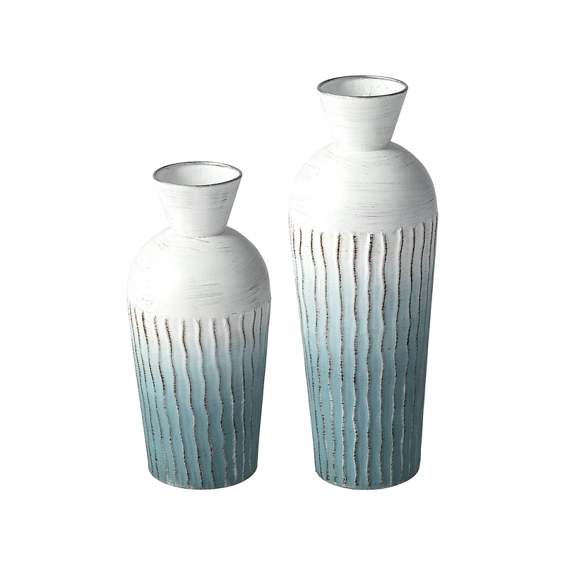 Glitzhome® Abstract Ombre Aqua Metal Floor Vases Set