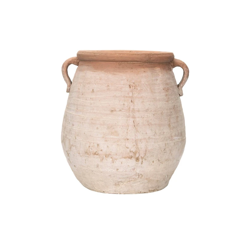 Hello Honey® Large Orange & Whitewashed Terra Cotta Urn