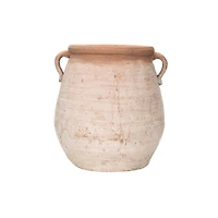 Hello Honey® Large Orange & Whitewashed Terra Cotta Urn