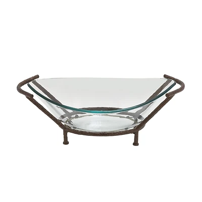 Copper Glass & Metal Modern Serving Bowl