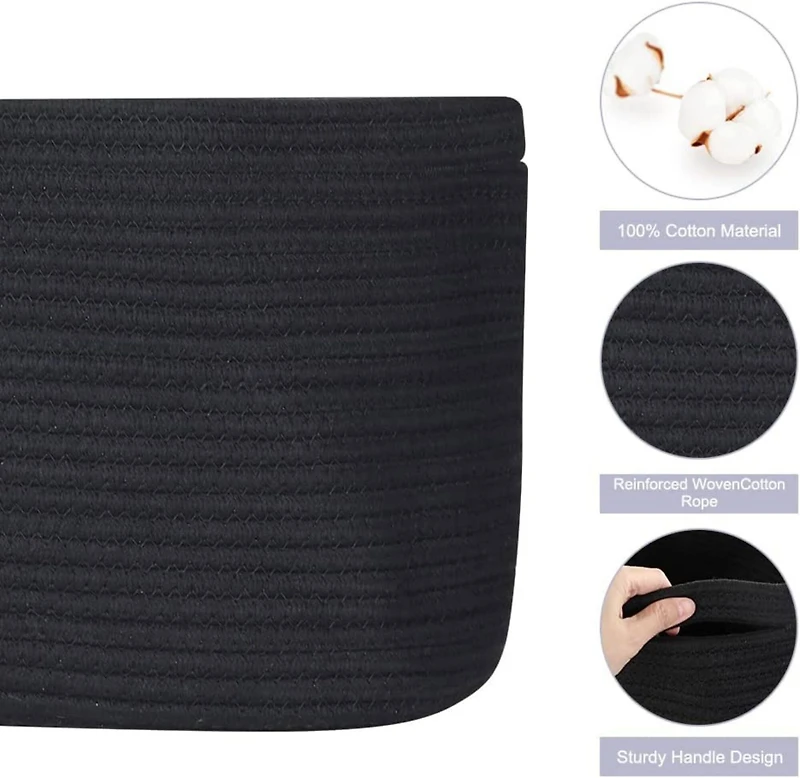 NEX™ Black Cotton Rope Storage Baskets, 3ct.