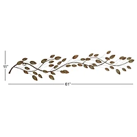 Traditional Brown Leaf & Vine Metal Wall Accent