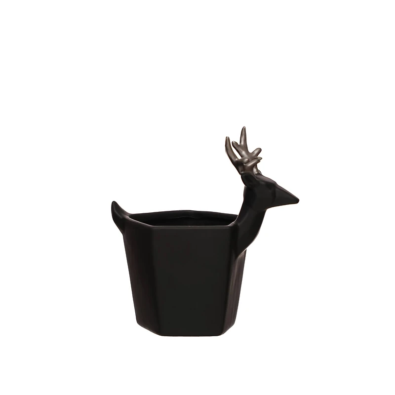 7" Black & Silver Reindeer Handle Decorative Container by Ashland®
