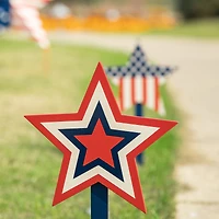 Glitzhome® Wood Patriotic Star Yard Stakes, 3ct.