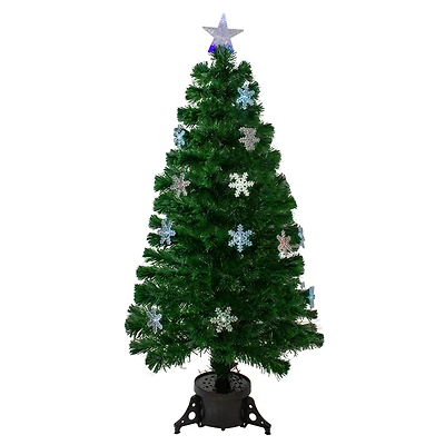 4ft. Fiber Optic Color Changing Artificial Potted Christmas Tree with Snowflakes