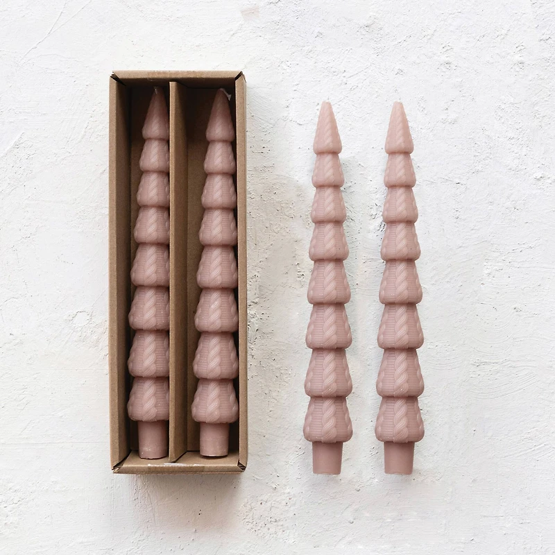 Hello Honey 10" Khaki Seasonal Silhouette Tree Shaped Taper Candles, 2ct.