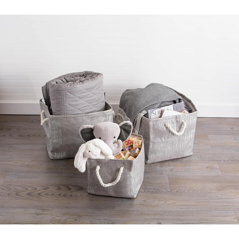 DII® 9" Lurex Gray & Silver Rectangle Paper Bin