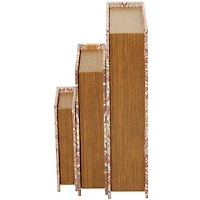 Orange Floral Faux Leather Faux Book Box Set