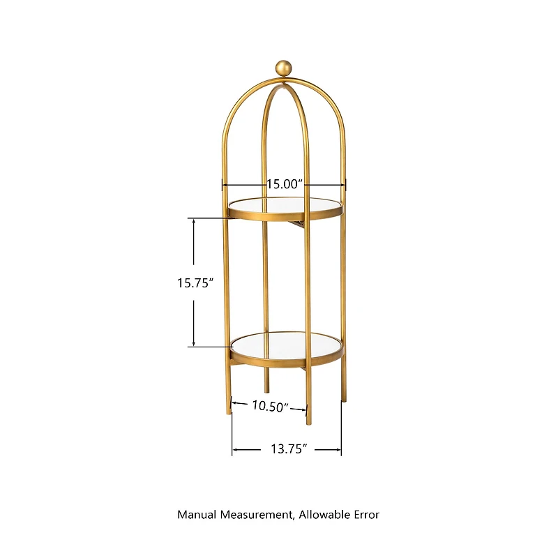 Glitzhome® 42" Gold Regency Modern 2-Tier Mirror Organizer Floor Shelf