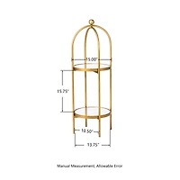 Glitzhome® 42" Gold Regency Modern 2-Tier Mirror Organizer Floor Shelf