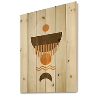 Designart - Abstract Minimal Orange Sun and Brown Moon