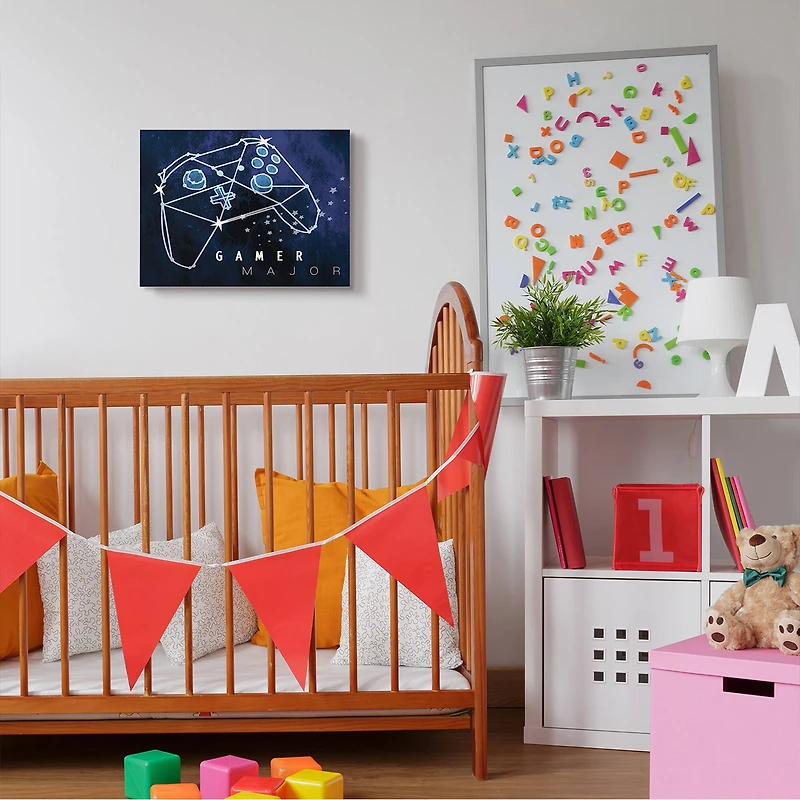 Stupell Industries Gamer Major Phrase Controller Constellation Outer Space Canvas Wall Art