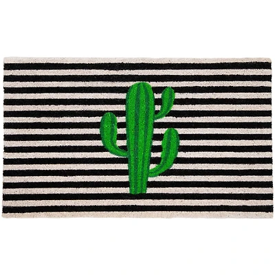 Green Cactus Striped Outdoor Doormat