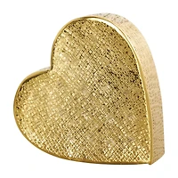 9" Gold Aluminum Slanted Heart Sculpture with Textured Exterior