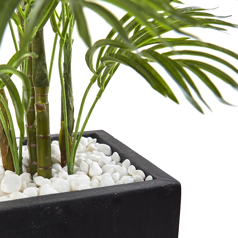 4.5ft. UV Resistant Areca Palm Tree with Black Wash Planter