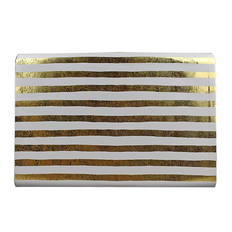 White & Gold Stripes Decorative Trunk by Ashland