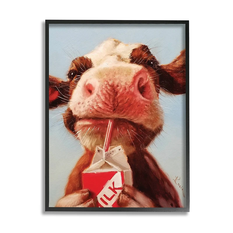 Stupell Industries Baby Cow & Milk Box Carton Portrait Wall Art