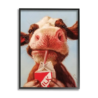 Stupell Industries Baby Cow & Milk Box Carton Portrait Wall Art