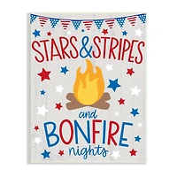 Stupell Industries Stars Stripes and Bonfire Phrase Nights Americana Pride Wall Plaque Art