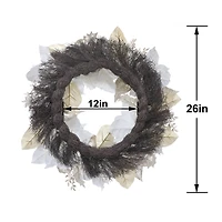 26" White & Gold Poinsettia, Berry & Ornament Wreath by Ashland®