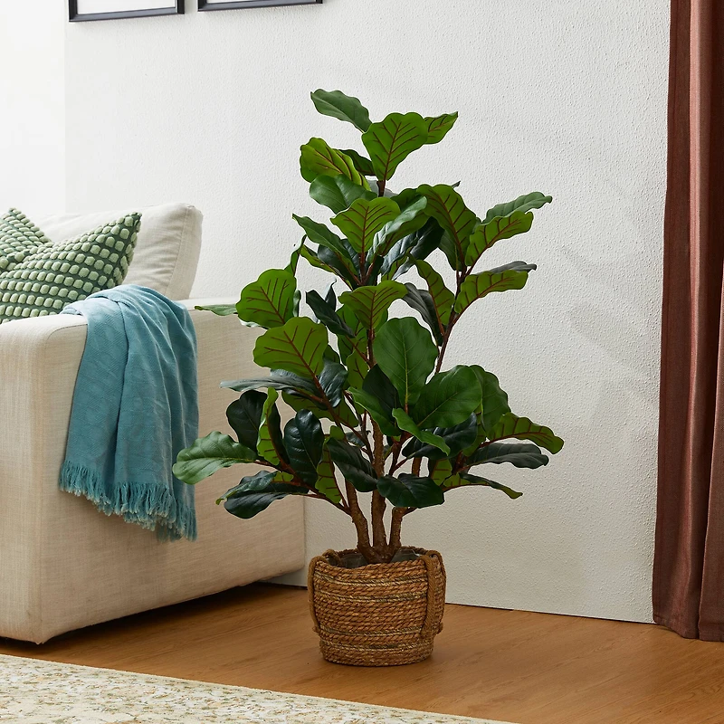 Glitzhome® 3.5ft. Faux Fiddle Leaf Fig Tree in Pot