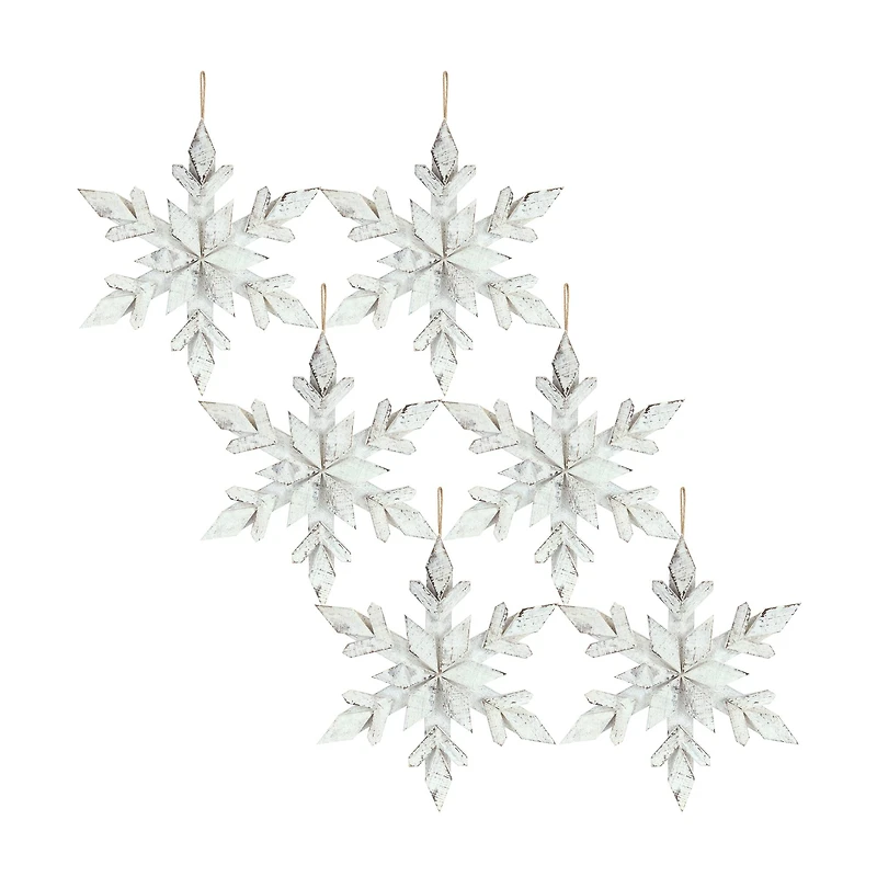 6 Pack 14" Snowflake Wood Ornaments