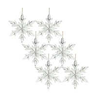 6 Pack 14" Snowflake Wood Ornaments