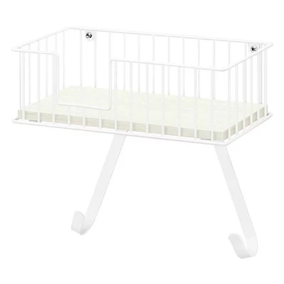 NEX™ White Wall-Mounted Y-Leg Ironing Board Hanger with Storage Basket