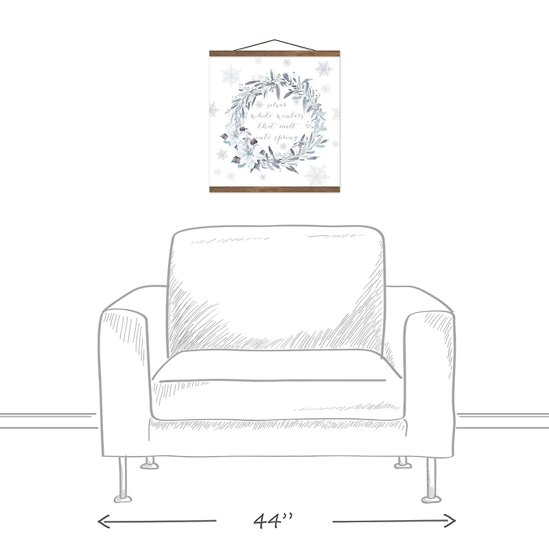 Silver Wreath 16x16 Teak Hanging Canvas