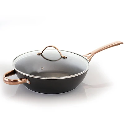 Oster Allsberg 3.5qt. Aluminum Sauté Pan With Lid Set & Bronze Handles