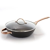 Oster Allsberg 3.5qt. Aluminum Sauté Pan With Lid Set & Bronze Handles