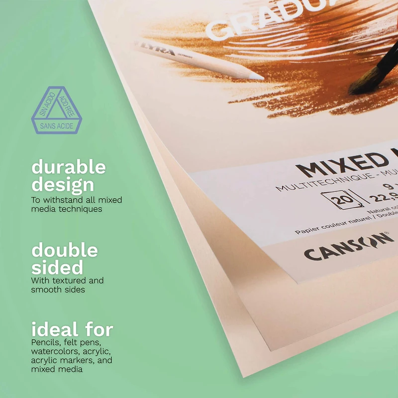 Canson® Graduate Foldover Natural Toned Mixed Media Pad, 9" x 12"