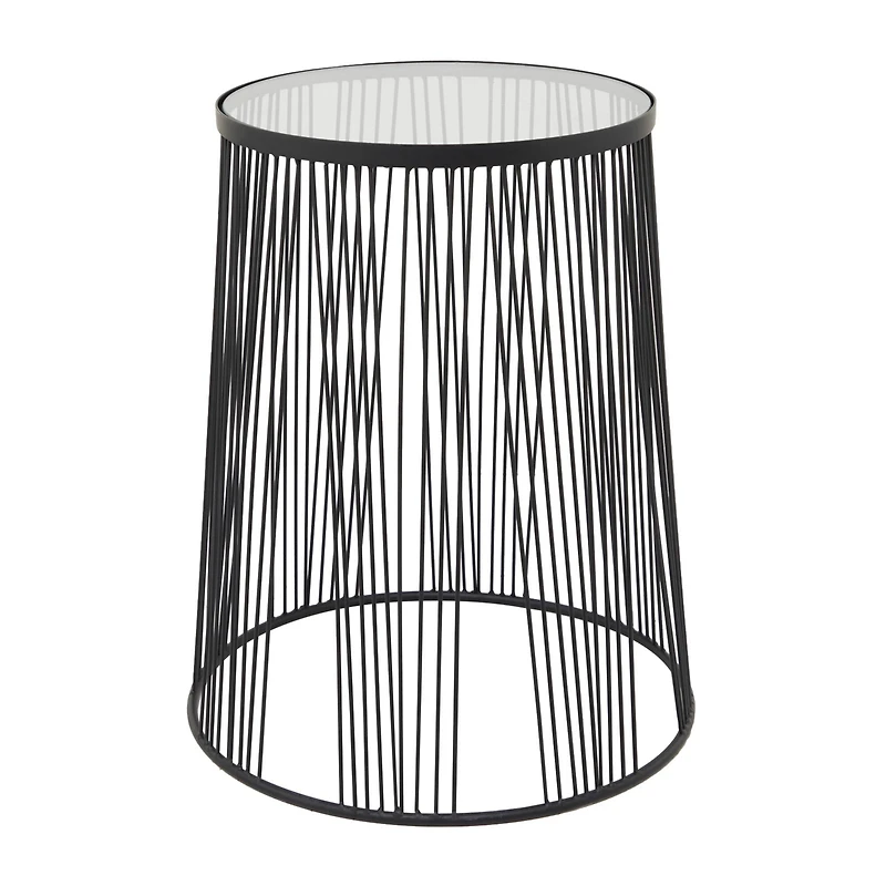 Black Metal Contemporary Accent Table, 22" x 18" x 18"