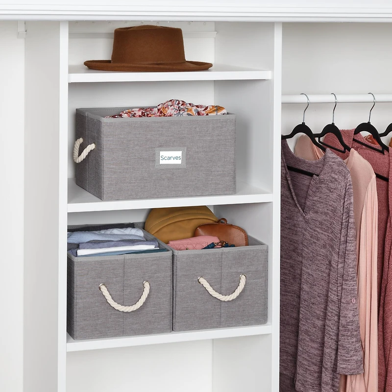 Honey Can Do Heather Gray Large Fabric Storage Bins with Handles, 3ct.