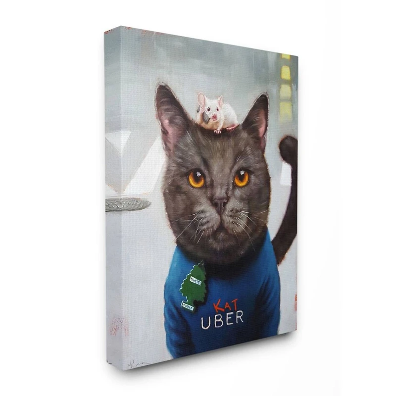 Stupell Industries Cat Taxi Ride Share Canvas Wall Art