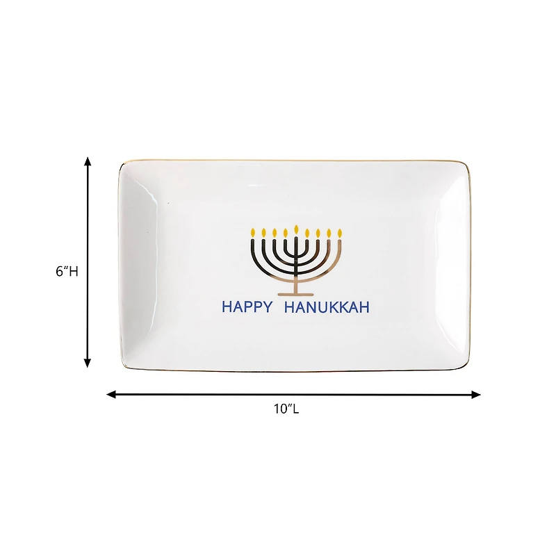 10" x 6" Happy Hanukkah Ceramic Rectangular Plate by Ashland®