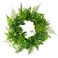 24" Maidenhair Fern & Assorted Foliage Spring Wreath