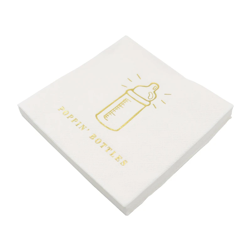 24 Packs: 20 ct. (480 total) Gold Baby Bottle Beverage Napkins by Celebrate It™