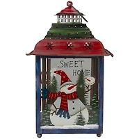 15" Red, Green & Blue Snowman Christmas Lantern