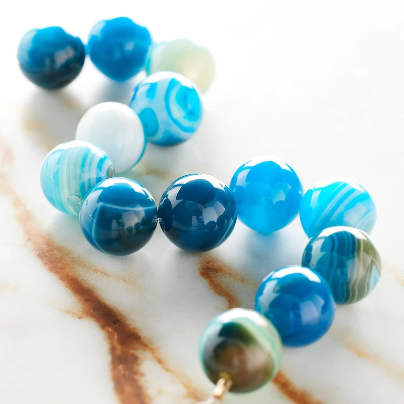 12 Pack: Aqua Dyed Mix Agate Round Beads, 12mm by Bead Landing™
